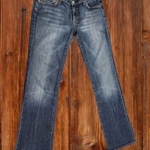 ​7 For All Mankind A-Pocket Flare Jeans Size 32 Stretch Blue Denim Made
